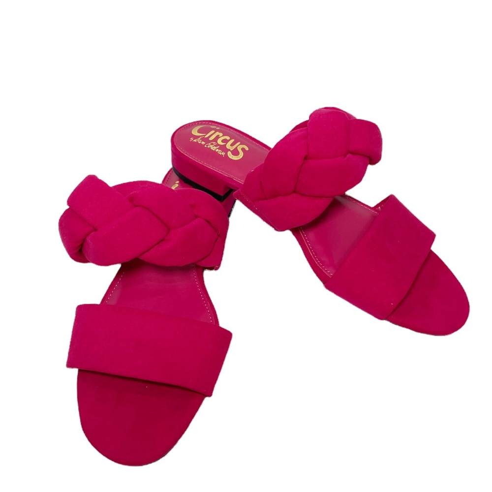Sam Edelman circus hot bright pink braided slip on flats sandals